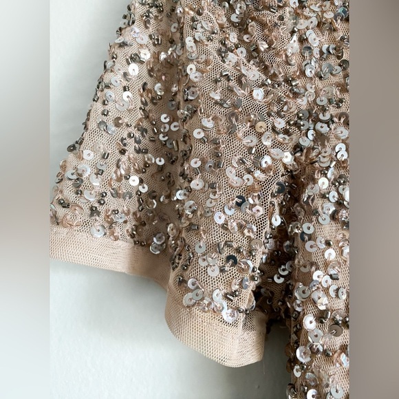 Maya Deluxe Sequin Tulle Evening Wedding Bridesmaid Prom Princess Sparkle Beige - Picture 7 of 11